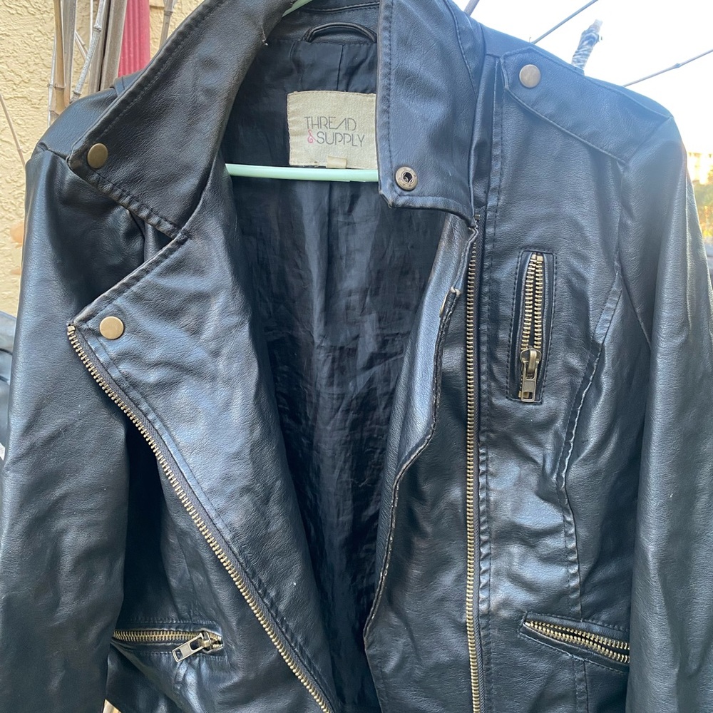 Thread & Supply Women Black Faux Leather Jacket